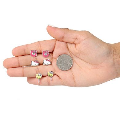 Sanrio Hello Kitty Stud Earrings Set, 3 Pairs, Officially Licensed