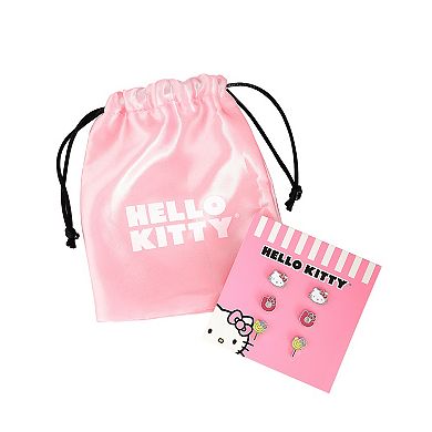 Sanrio Hello Kitty Stud Earrings Set, 3 Pairs, Officially Licensed