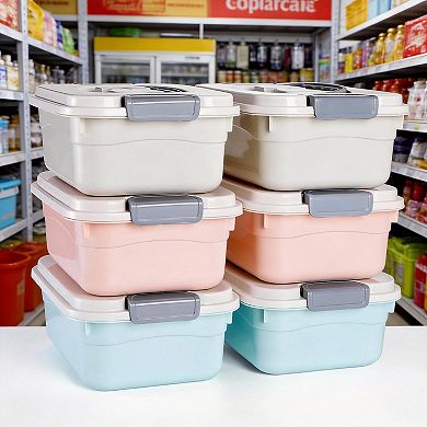 6-pack Stackable Latch Storage Box with Handle 2.1 qt