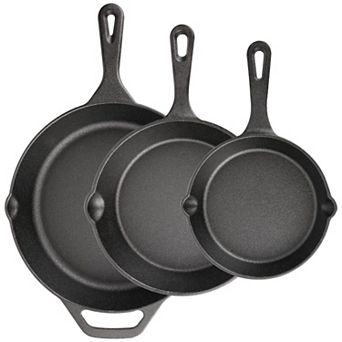 Cast Iron Skillet Pre-seasoned Heavy-duty Cookware Set 3 pc