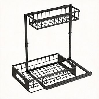 Under Sink Organizer 2 tier Adjustable Organizer with Slide Out Drawer 2 pc