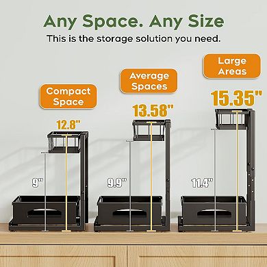 Under Sink Organizer 2-Tier Adjustable Organizer with Slide Out Drawer 2pc