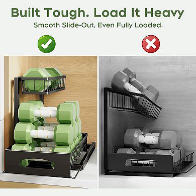 Under Sink Organizer 2-Tier Adjustable Organizer with Slide Out Drawer 2pc