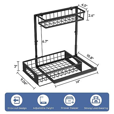 Under Sink Organizer 2-Tier Adjustable Organizer with Slide Out Drawer 2pc