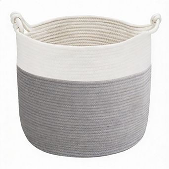 Cotton Rope Basket 15×14" Soft Handles Nursery Laundry Blanket, 42L