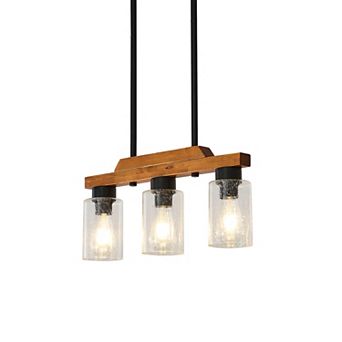 Farmhouse Chandelier Rustic Kitchen Island Light with Clear Glass shades