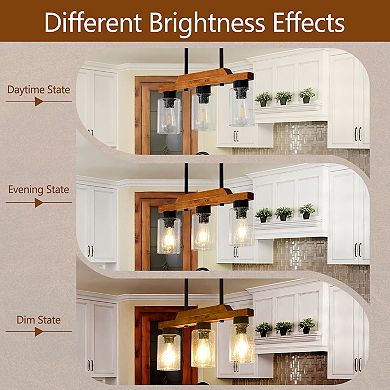 Farmhouse Chandelier Rustic Kitchen Island Light with Clear Glass shades