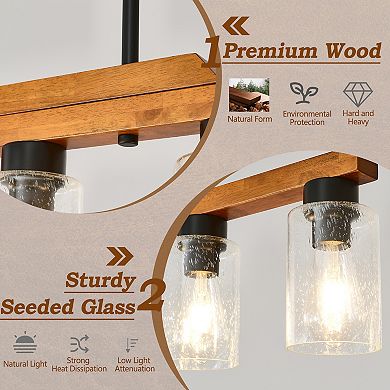 Farmhouse Chandelier Rustic Kitchen Island Light with Clear Glass shades