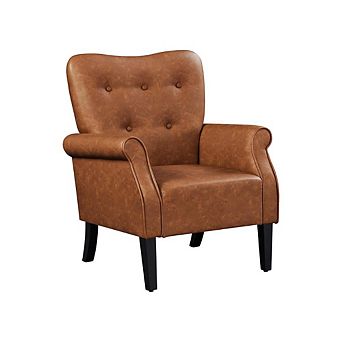 Mid-Century PU-Leather Accent Chair