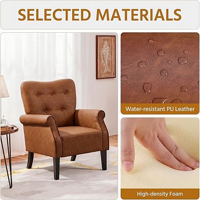 Mid-Century PU-Leather Accent Chair