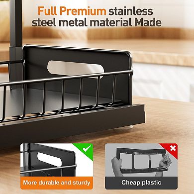 Under Sink Pull Out Organizer Sliding Drawer 2pc