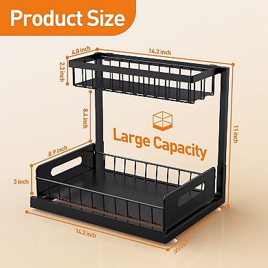Under Sink Pull Out Organizer Sliding Drawer 2pc