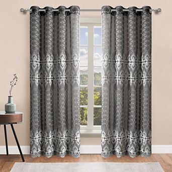Popular Bath Bianca Sheer Embroidery Grommet Single Window Curtain Panel