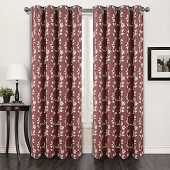 Popular Bath Flora Jacquard Room Darkening Grommet Single Window Curtain Panel
