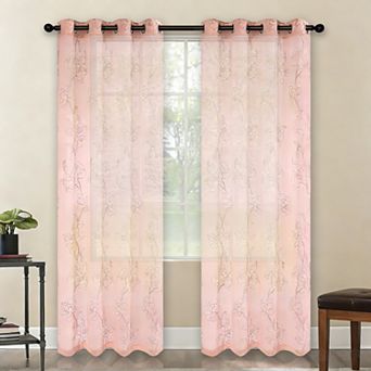 Popular Bath Montage Sheer Embroidery Grommet Single Window Curtain Panel