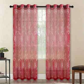 Popular Bath Montage Sheer Embroidery Grommet Single Window Curtain Panel