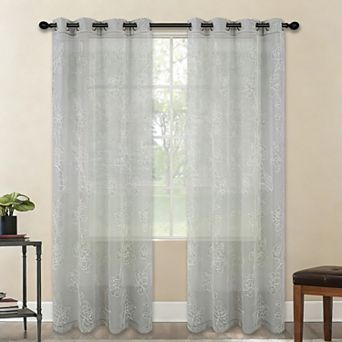 Popular Bath Montage Sheer Embroidery Grommet Single Window Curtain Panel