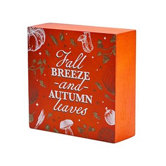 Pulsar Products Fall Breeze Autumn Leaves Wood Block Decor