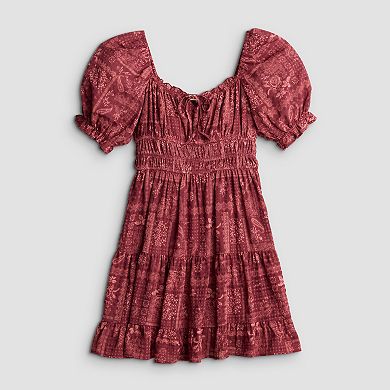 Juniors' Rewind Ruched Waist Skater Dress