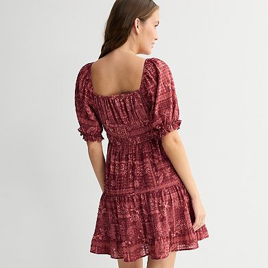 Juniors' Rewind Ruched Waist Skater Dress