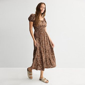 Juniors' SO® Ruched Short Sleeve Midi Dress