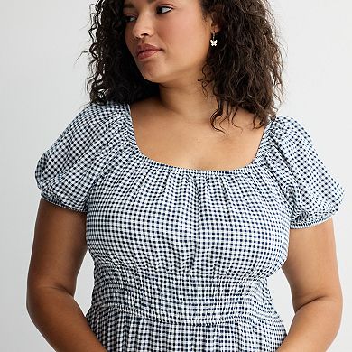 Plus Size SO® Ruched Short Sleeve Midi Dress