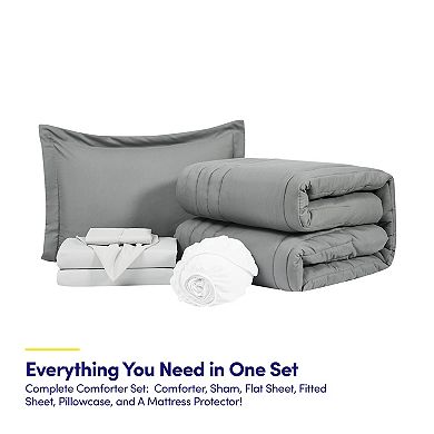 Sweet Home Collection Quilted Solid Stripe Bedding Set