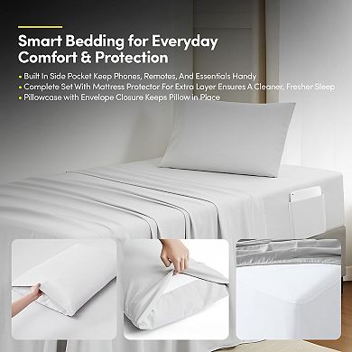 Sweet Home Collection Quilted Solid Stripe Bedding Set