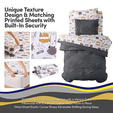 Sweet Home Collection Basketball Kids Pintuck Bedding Set