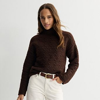 Women's Sonoma Goods For Life® Cozy Cable Knit Mockneck Sweater