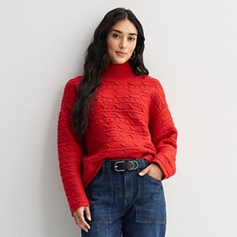 Women's Sonoma Goods For Life® Cozy Cable Knit Mockneck Sweater