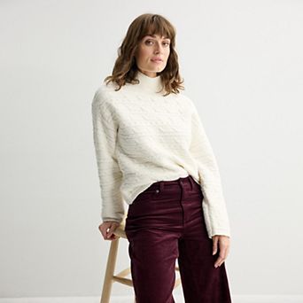 Women's Sonoma Goods For Life® Cozy Cable Knit Mockneck Sweater