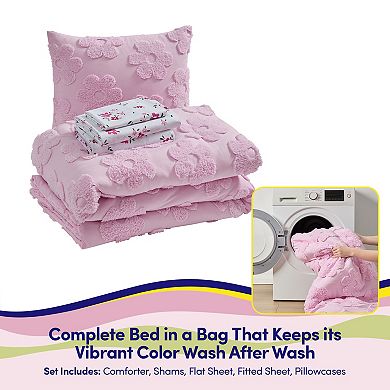 Sweet Home Collection Pheobe Floral Textured Kids Bedding Set