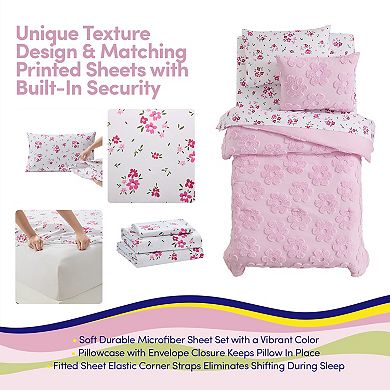 Sweet Home Collection Pheobe Floral Textured Kids Bedding Set