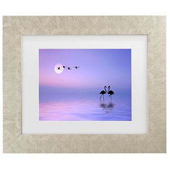 Trademark Fine Art Flying Flamingo Matted Framed Art