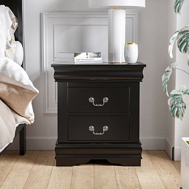 Toni Transitional Wood 2-Drawer Nightstand