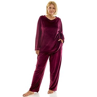 Plus Size Croft & Barrow® Rib Velour 2 pc Pajama Top & Pajama Bottoms Set