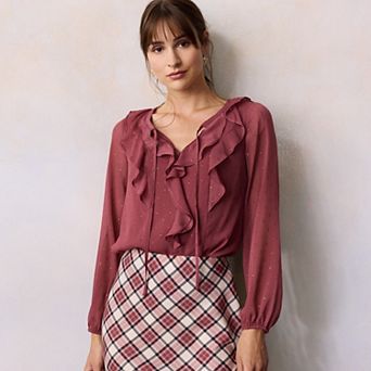 Women's LC Lauren Conrad Long Sleeve V-Neck Blouse