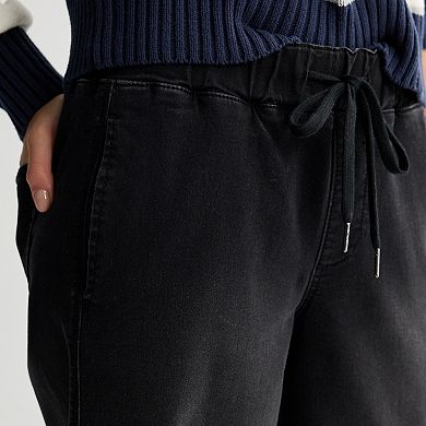 Juniors' SO® Mid-Rise Knit Pull-On Wide Leg Jeans