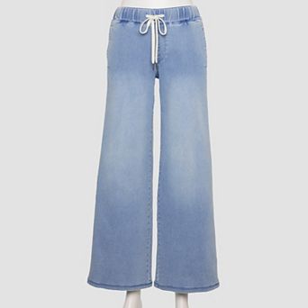 Juniors' SO® Mid-Rise Knit Pull-On Wide Leg Jeans
