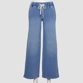 Juniors' SO® Mid-Rise Knit Pull-On Wide Leg Jeans