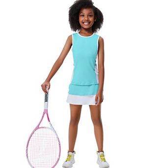 Girls Summer Tennis Golf Dress Outfit Sleeveless Tank Top and Skorts Sets Casual Sport Skirt Pockets