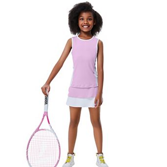 Girls Summer Tennis Golf Dress Outfit Sleeveless Tank Top and Skorts Sets Casual Sport Skirt Pockets