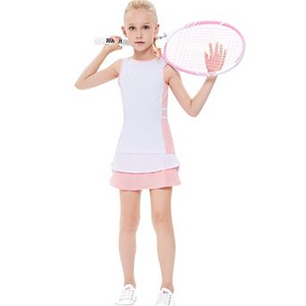 Girls Summer Tennis Golf Dress Outfit Sleeveless Tank Top and Skorts Sets Casual Sport Skirt Pockets