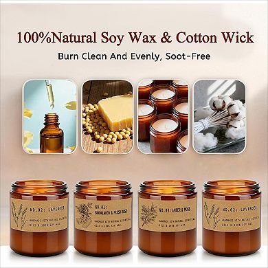 Large 36oz Scented Candle Set of 4 Natural Soy Wax with Lavender and Sage