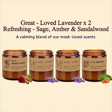 Large 36oz Scented Candle Set of 4 Natural Soy Wax with Lavender and Sage
