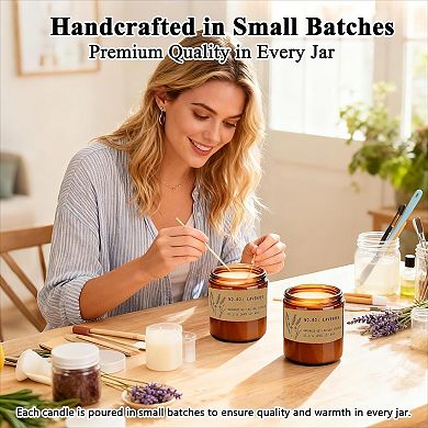 Large 36oz Scented Candle Set of 4 Natural Soy Wax with Lavender and Sage