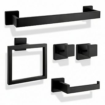Matte Black Bathroom Hardware Set 5 pc SUS304 Stainless Steel Wall Mounted