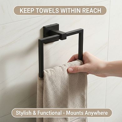 Matte Black Bathroom Hardware Set 5 Pieces SUS304 Stainless Steel Wall Mounted