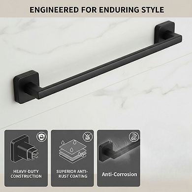 Matte Black Bathroom Hardware Set 5 Pieces SUS304 Stainless Steel Wall Mounted